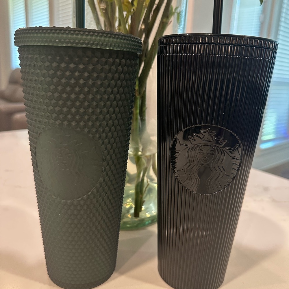 Starbucks Textured Green and Black Tumblers